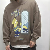 Mens Vintage T-Shirts Vintage Hooded Loose Sweater Vintage Simpson Trendy Brand Vintage