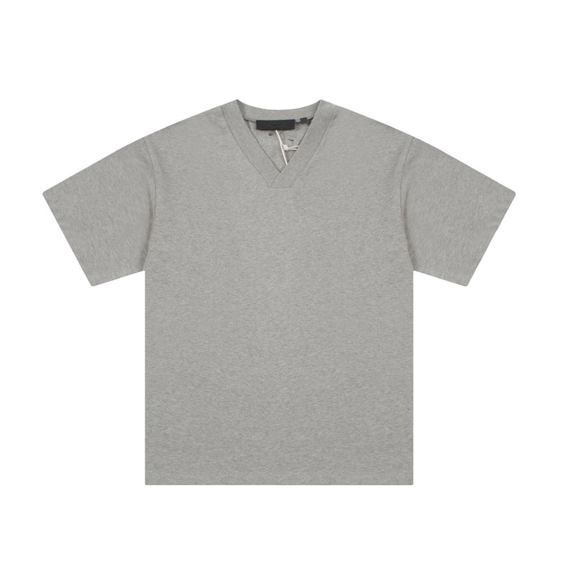 Fog Essentials T Shirts Spring/Summer FOG Season 9 Double Line Plastic Letter V-Neck Short Sleeves