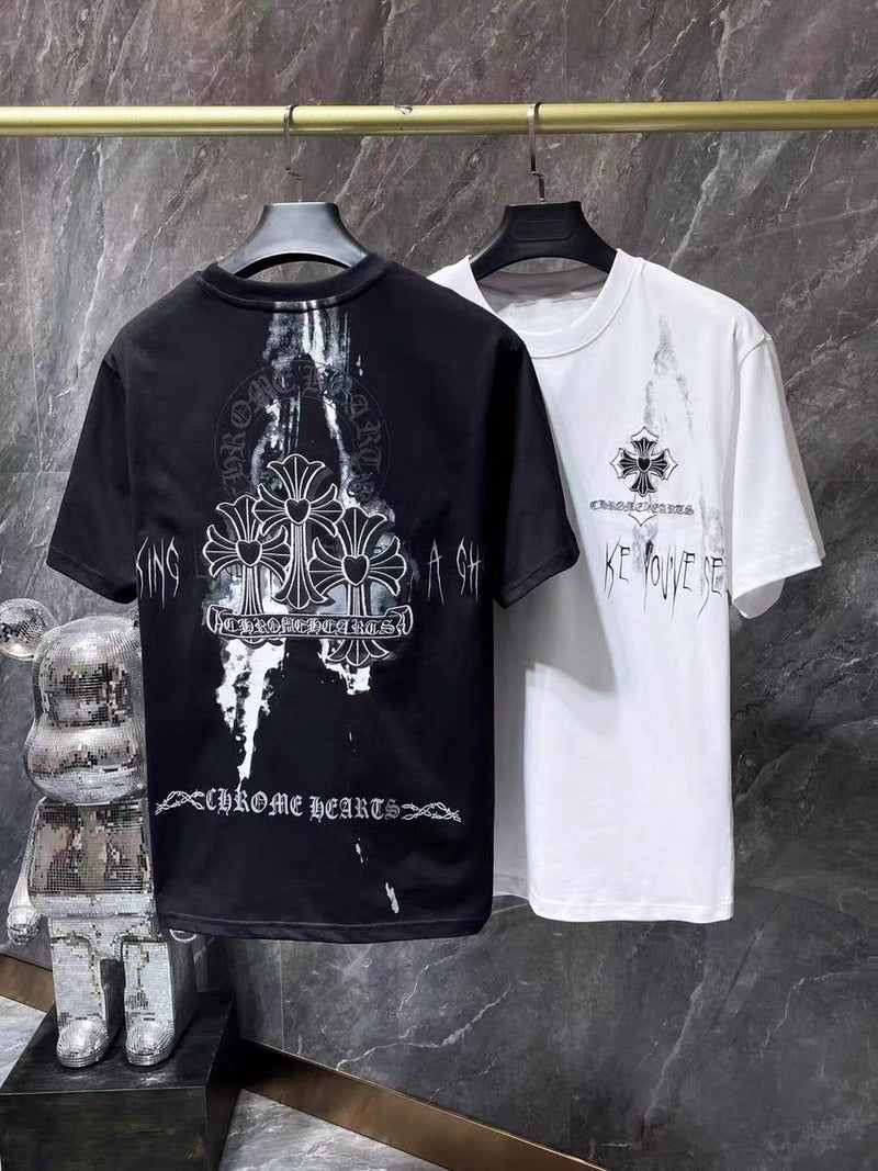 CHH Chrome Heart T Shirts Sanskrit Half Sleeve Crew Neck Short Sleeve Casual