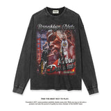 Nba Long Sleeve Shirt Long Sleeve T-shirt Washed Old Fashion Brand Cotton Loose round Neck