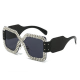 Trendy punk glasses double row rhinestones