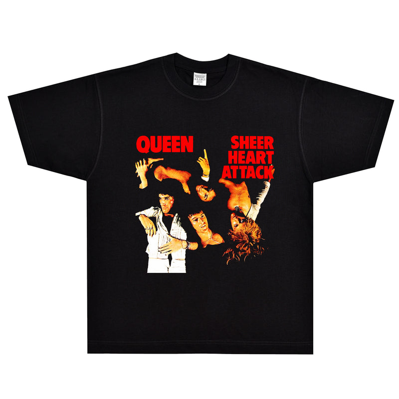 Rock Star T Shirt Queen Sheer Heart Attack T-shirt Loose American Street Retro Short Sleeve