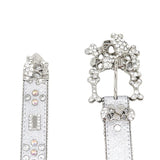 Hip-hop punk rhinestone belt silver glitter big skull