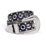 Hip-hop punk rhinestone belt y2k pu leather