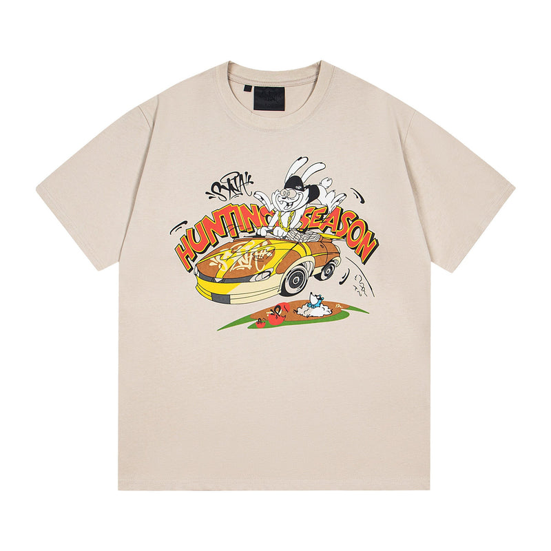 Synaworld T Shirts central cee rabbit car print casual loose t-shirt