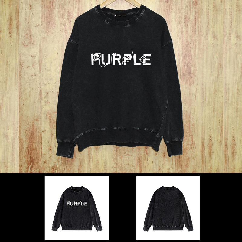 Purple Brand Distressed Sweatshirt Retro Vintage Crew Neck Sweater