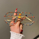Trendy punk glasses diamond y2k sunshade