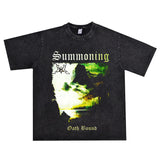 Rock Star T Shirt Austrian Summer Band Printed T-shirt Short Sleeve Loose Washed-out Distressed