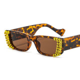 Trendy punk glasses retro diamond sunglasses uv protection