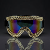 Trendy punk glasses metal chain
