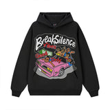 Vintage Hoodie American Street Print Autumn/Winter Hooded Crew Neck Sweater