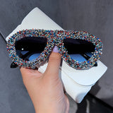 Trendy punk glasses retro full diamond anti-uv
