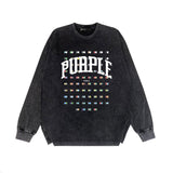 Purple Brand Distressed Long Sleeve Shirt Fashion Distressed Loose Long-sleeved Top