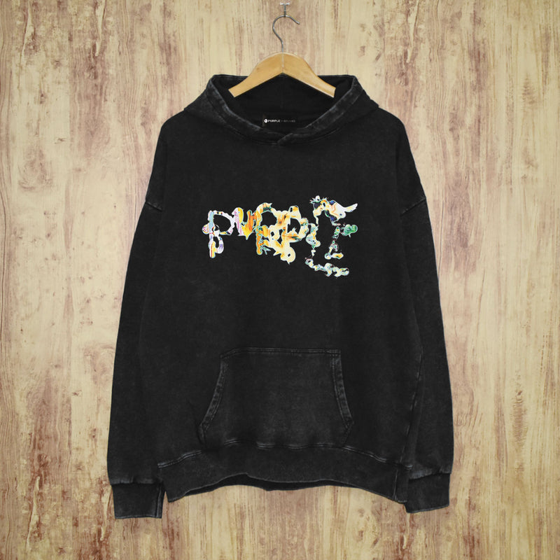 Purple Brand Distressed Hoodie Fashion Old Loose Hooded Sweater