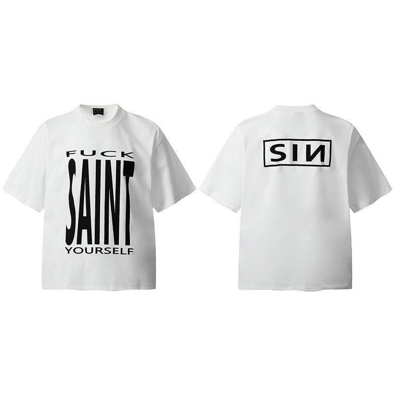 Men Vintage T-Shirts Saint Michael "SIN,FUCKING YOURSELF"