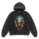 Mens Vintage T-Shirts Vintage Washed Old Hooded Print
