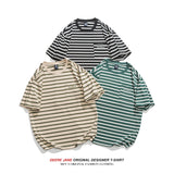 Men's T-Shirts Striped Short-Sleeved T-shirt Men's Loose Casual