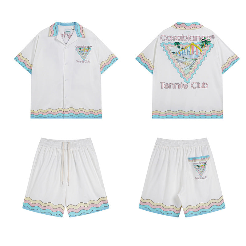 Casablanca Shirts And Shorts 2 Pieces Set Summer Casual Waves
