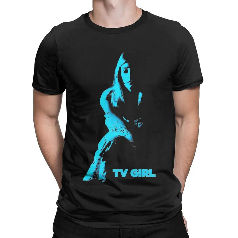 Men Tv Girl T Shirts Pure Cotton Tops Vintage Short Sleeve