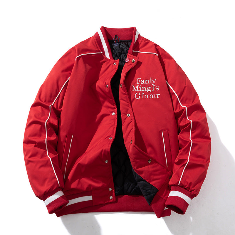 Mens Vintage Jackets Baseball Suit Embroidered Jacket Hooded Flight Suit Cotton Suit