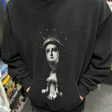 Mens Vintage T-Shirts SAINT Pray of angel Casual hooded sweater