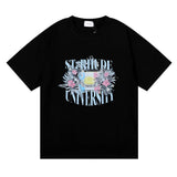 Rhude T Shirt Flag Floral Print Short Sleeve T-Shirt