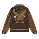 Amiri Jacket Spring and Autumn AMI Eagle Letter Pattern Baseball Jacket Men's and Women's