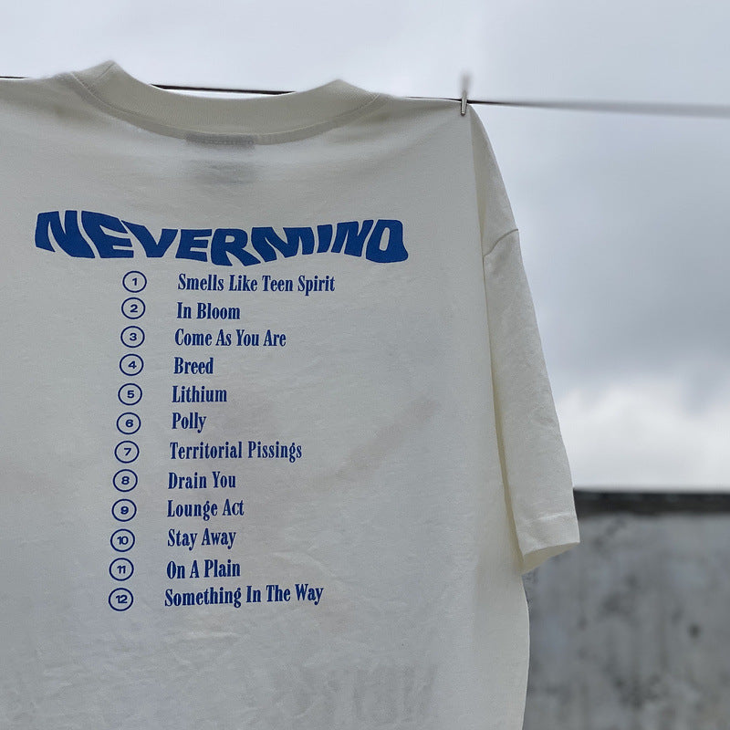 Men Vintage T-Shirts Vintage Pool Dollar Baby Print Short Sleeve Nirvana Band