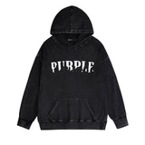 Purple Brand Distressed Hoodie Fashion Old Loose Hooded Sweater