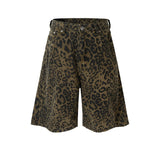 MIJKO Men Shorts Camo Leopard Casual Jeans