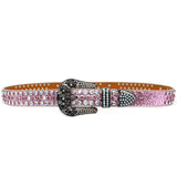 Hip-hop punk rhinestone belt skull y2k wide belt