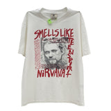 Men Vintage T-Shirts Vintage Red Cobain's suicide note High Street Short Sleeve Washing Water Old Loose
