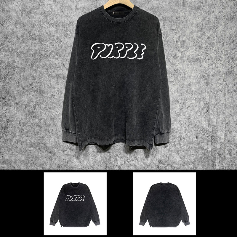 Purple Brand Distressed Long Sleeve Shirt Fashion Distressed Loose Long-sleeved Top