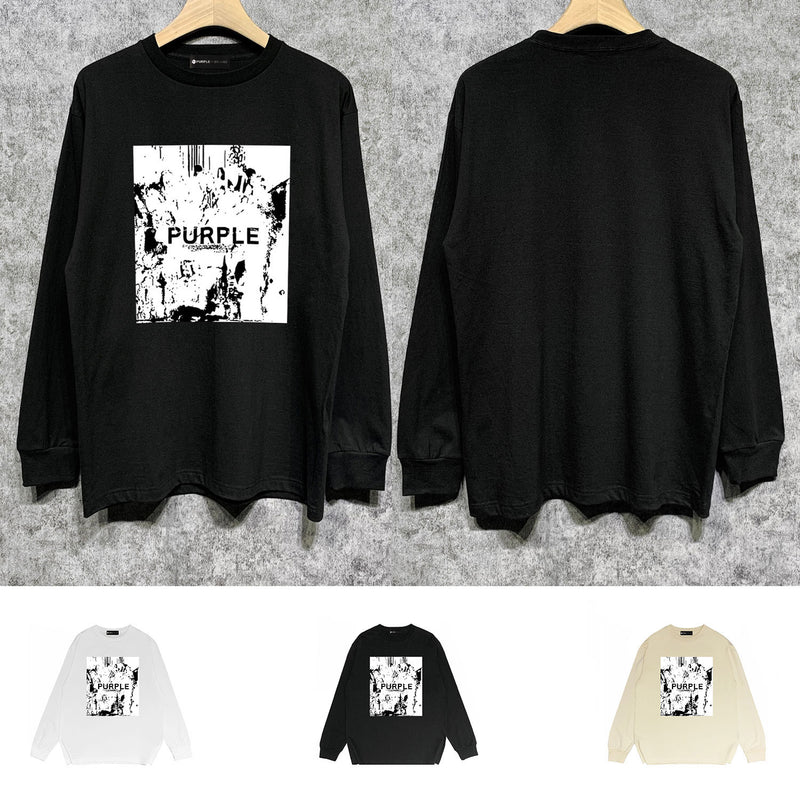 Purple Brand Long Sleeve T-Shirt Fashion Loose Long Sleeve Top