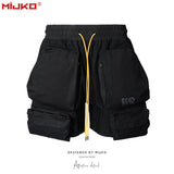 MIJKO Men Shorts 3D Pockets Drawstring Casual Shorts