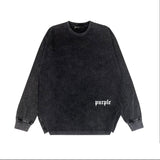 Purple Brand Distressed Long Sleeve Shirt Fashion Distressed Loose Long-sleeved Top