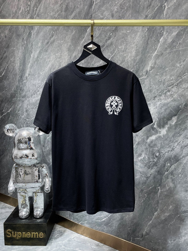 CHH Chrome Hearts T Shirts Letter Embroidered Leather Patchwork Short Sleeve T-shirt