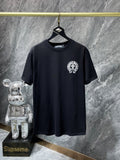 CHH Chrome Hearts T Shirts Letter Embroidered Leather Patchwork Short Sleeve T-shirt