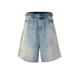 MIJKO Men Shorts Make Old Blue Denim Shorts