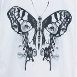 Who Decided War T Shirts Who Decided War Butterfly Print Short Sleeve Trendy Half Sleeve T-Shirt