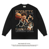 Nba Long Sleeve Shirt Autumn and Winter Long Sleeve T-shirt Fall/Winter Washed-out Vintage