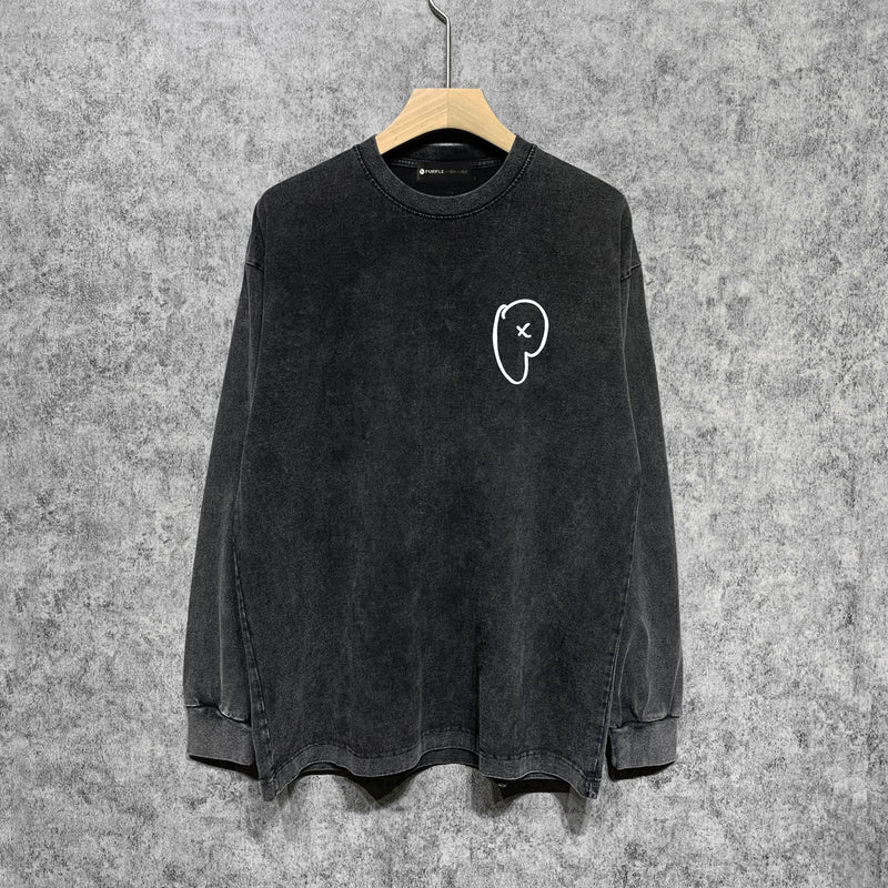 Purple Brand Distressed Long Sleeve Shirt Fashion Distressed Loose Long-sleeved Top