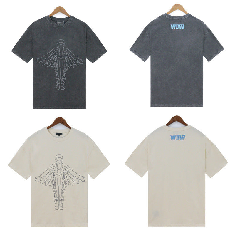 Who Decided War T Shirts Who Decided War Washing Water Old Alphabet Printed Short Sleeves