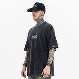 ERD T Shirts Washed Embroidery Retro Short Sleeve T-shirt Men