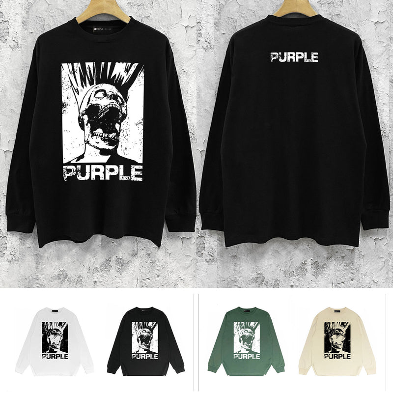 Purple Brand Long Sleeve T-Shirt Fashion Loose Long Sleeve Top