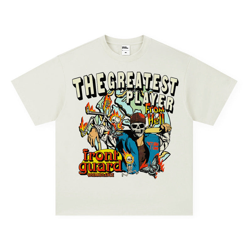 Vintage T-shirts printed short-sleeved t-shirts printed pure cotton washed and old