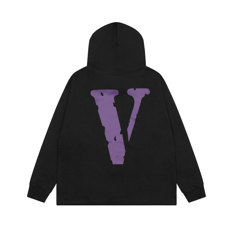 Vlone Hoodie autumn and winter purple big V letter hooded sweater