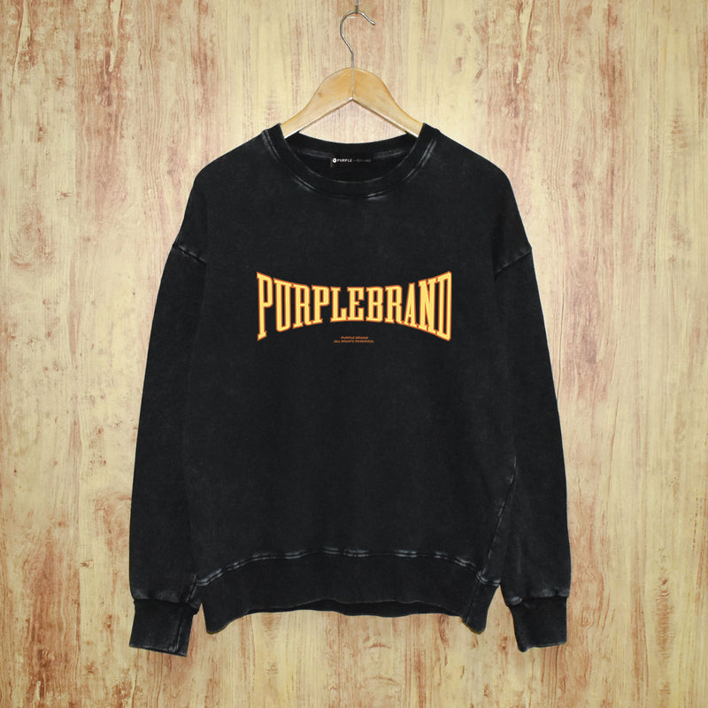 Purple Brand Distressed Sweatshirt Retro Vintage Crew Neck Sweater
