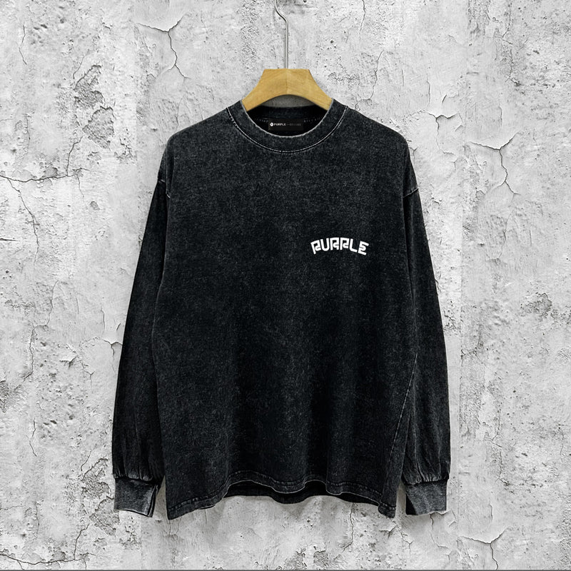 Purple Brand Distressed Long Sleeve Shirt Fashion Distressed Loose Long-sleeved Top