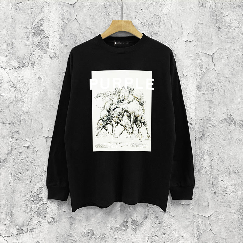 Purple Brand Long Sleeve T-Shirt Fashion Loose Long Sleeve Top